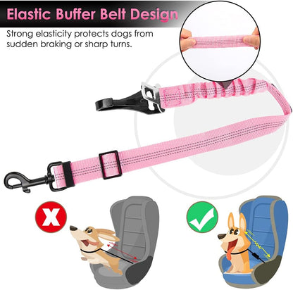 Dog Car Seat Belt, 3 in 1 Latch Bar Attachment Dog Safety Seatbelt | Hook Latch Bar& Seatbelt Buckle, Reflective, Heavy Duty Nylon, Durability, Easy of Use, for Travel Riding, Black, 27.5"