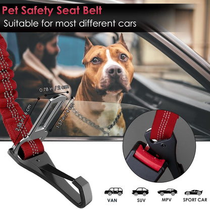 Dog Car Seat Belt, 3 in 1 Latch Bar Attachment Dog Safety Seatbelt | Hook Latch Bar& Seatbelt Buckle, Reflective, Heavy Duty Nylon, Durability, Easy of Use, for Travel Riding, Black, 27.5"