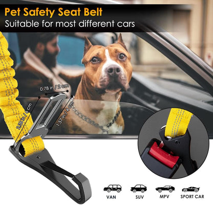Dog Car Seat Belt, 3 in 1 Latch Bar Attachment Dog Safety Seatbelt | Hook Latch Bar& Seatbelt Buckle, Reflective, Heavy Duty Nylon, Durability, Easy of Use, for Travel Riding, Black, 27.5"