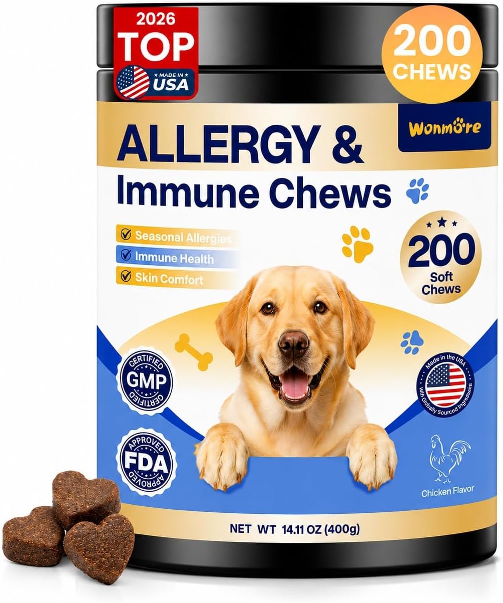 Dog Allergy Chews, Itchy Skin & Paw Licking Support, 200 Soft Chews