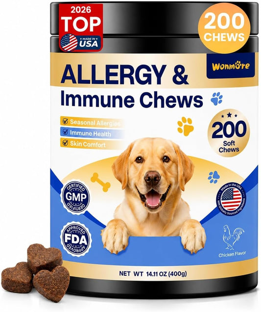 Dog Allergy Chews, Itchy Skin & Paw Licking Support, 200 Soft Chews