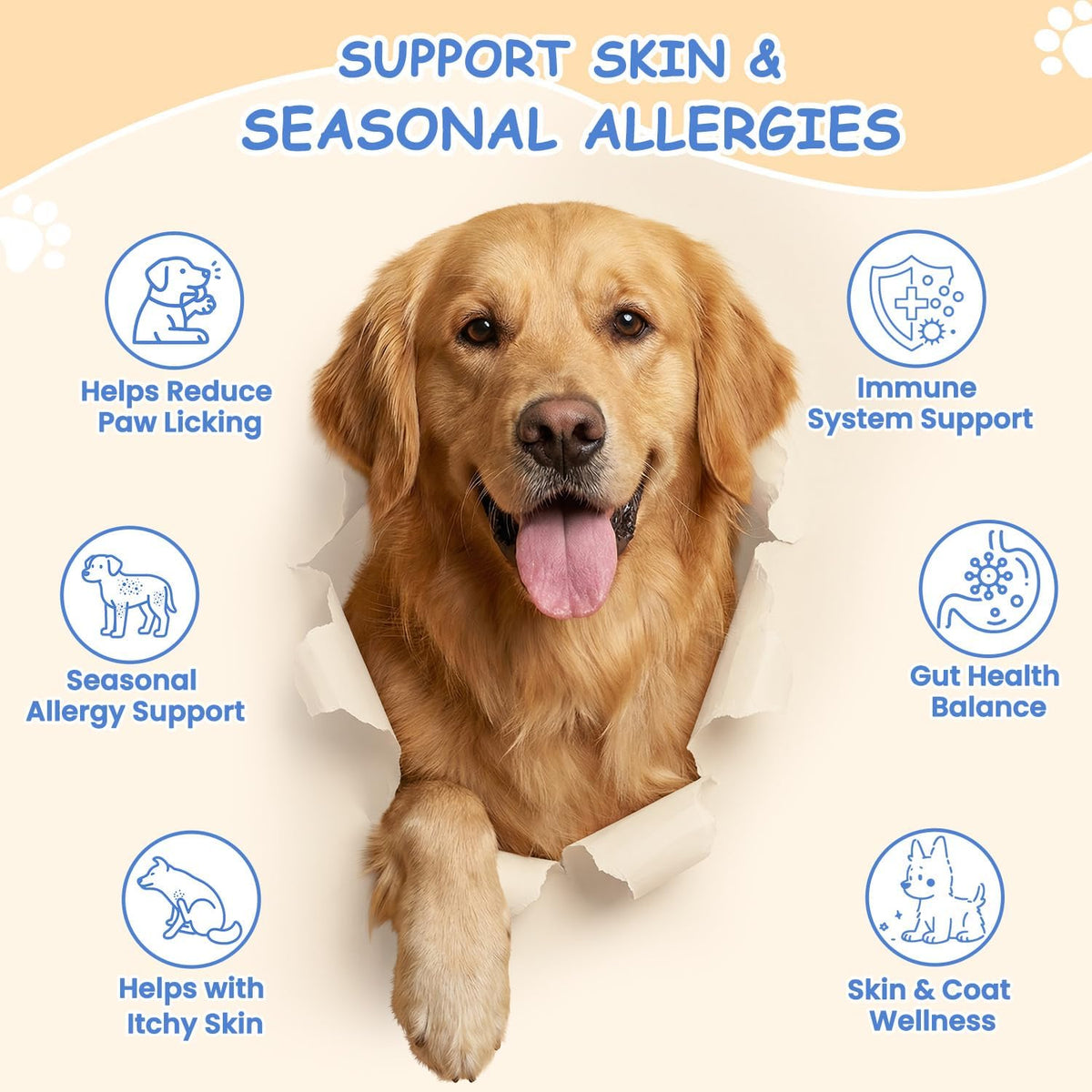 Dog Allergy Chews, Itchy Skin & Paw Licking Support, 200 Soft Chews