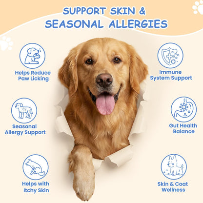 Dog Allergy Chews, Itchy Skin & Paw Licking Support, 200 Soft Chews