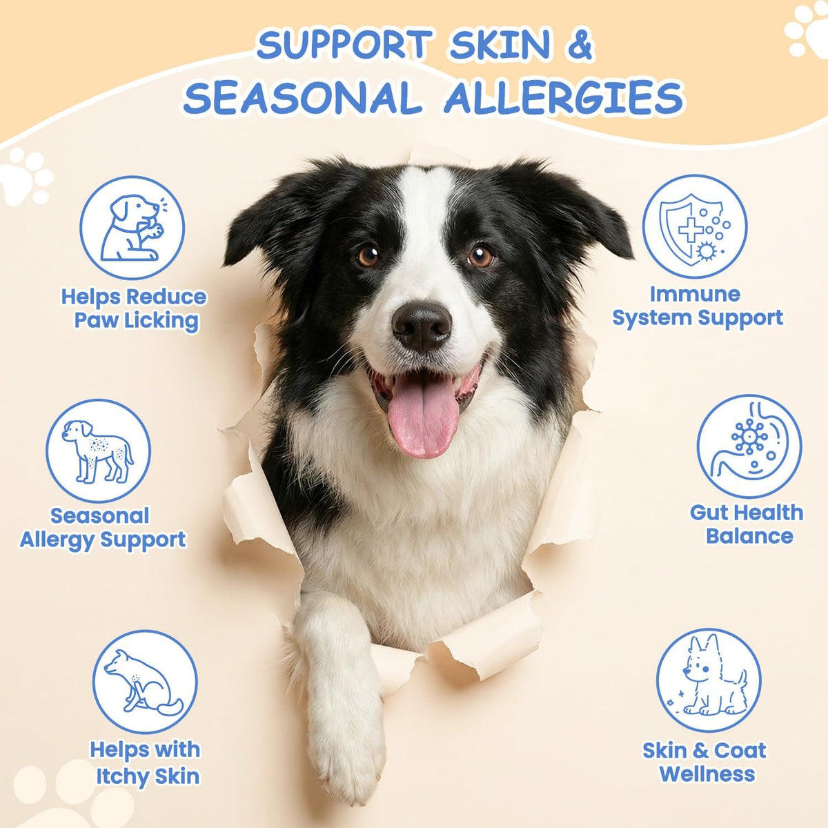 Dog Allergy Chews, Itchy Skin & Paw Licking Support, 200 Soft Chews