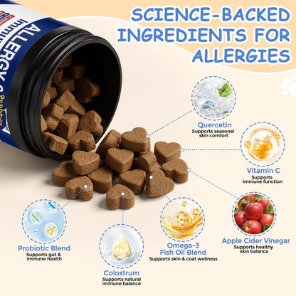 Dog Allergy Chews, Itchy Skin & Paw Licking Support, 200 Soft Chews