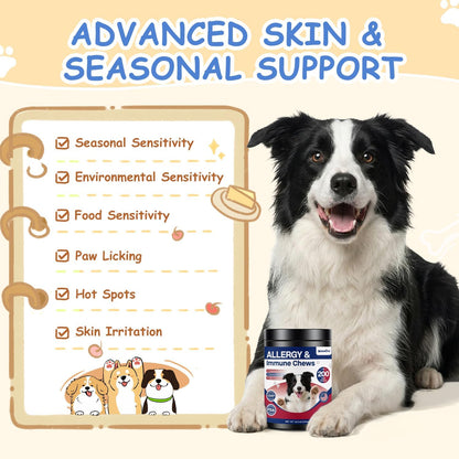 Dog Allergy Chews, Itchy Skin & Paw Licking Support, 200 Soft Chews
