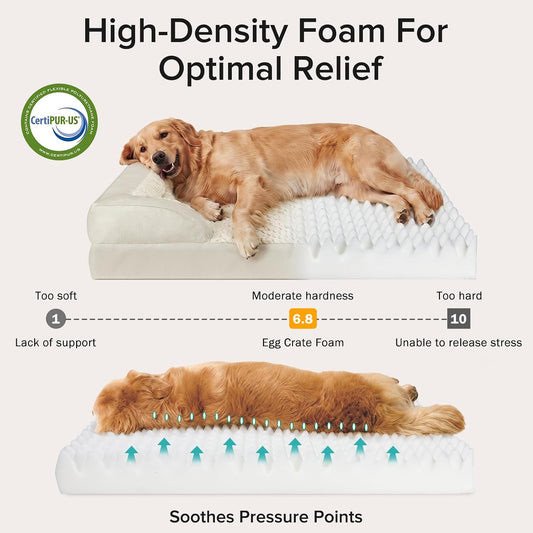 Orthopedic Dog Beds Large Sized, XL Washable Dog Sofa with Egg-Crate Foam, Waterproof Lining and Non-Skid Bottom