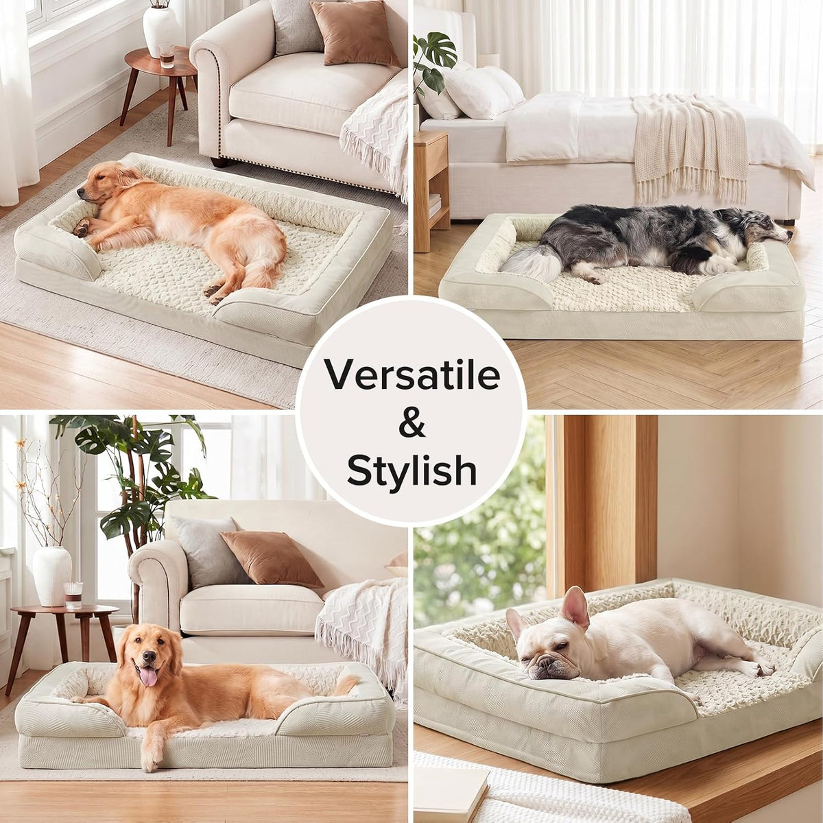 Orthopedic Dog Beds Large Sized, XL Washable Dog Sofa with Egg-Crate Foam, Waterproof Lining and Non-Skid Bottom