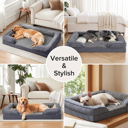 Orthopedic Dog Beds Large Sized, XL Washable Dog Sofa with Egg-Crate Foam, Waterproof Lining and Non-Skid Bottom