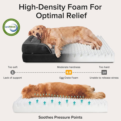 Orthopedic Dog Beds Large Sized, XL Washable Dog Sofa with Egg-Crate Foam, Waterproof Lining and Non-Skid Bottom