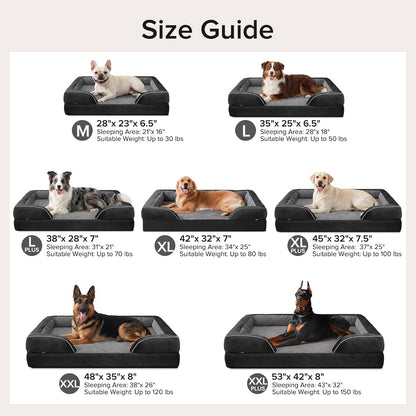 Orthopedic Dog Beds Large Sized, XL Washable Dog Sofa with Egg-Crate Foam, Waterproof Lining and Non-Skid Bottom