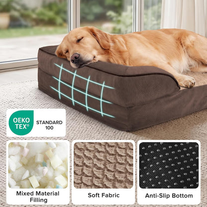 Orthopedic Dog Beds Large Sized, XL Washable Dog Sofa with Egg-Crate Foam, Waterproof Lining and Non-Skid Bottom