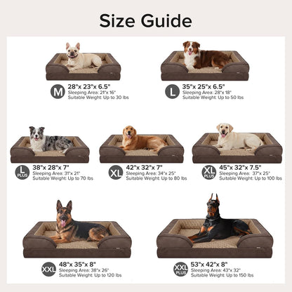 Orthopedic Dog Beds Large Sized, XL Washable Dog Sofa with Egg-Crate Foam, Waterproof Lining and Non-Skid Bottom