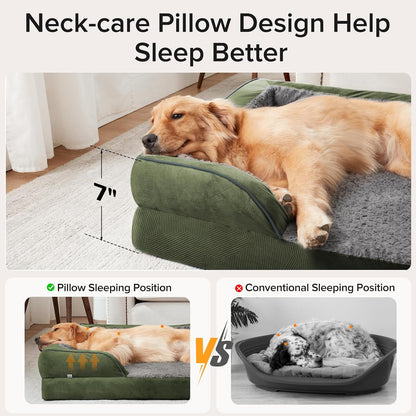 Orthopedic Dog Beds Large Sized, XL Washable Dog Sofa with Egg-Crate Foam, Waterproof Lining and Non-Skid Bottom