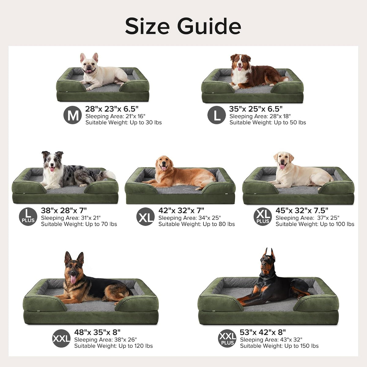 Orthopedic Dog Beds Large Sized, XL Washable Dog Sofa with Egg-Crate Foam, Waterproof Lining and Non-Skid Bottom