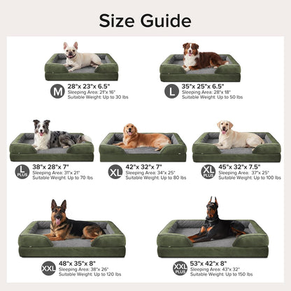 Orthopedic Dog Beds Large Sized, XL Washable Dog Sofa with Egg-Crate Foam, Waterproof Lining and Non-Skid Bottom