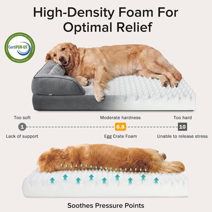Orthopedic Dog Beds Large Sized, XL Washable Dog Sofa with Egg-Crate Foam, Waterproof Lining and Non-Skid Bottom