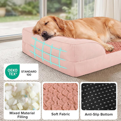 Orthopedic Dog Beds Large Sized, XL Washable Dog Sofa with Egg-Crate Foam, Waterproof Lining and Non-Skid Bottom