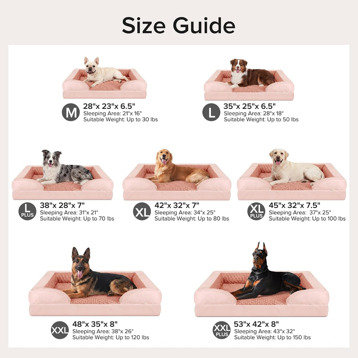 Orthopedic Dog Beds Large Sized, XL Washable Dog Sofa with Egg-Crate Foam, Waterproof Lining and Non-Skid Bottom