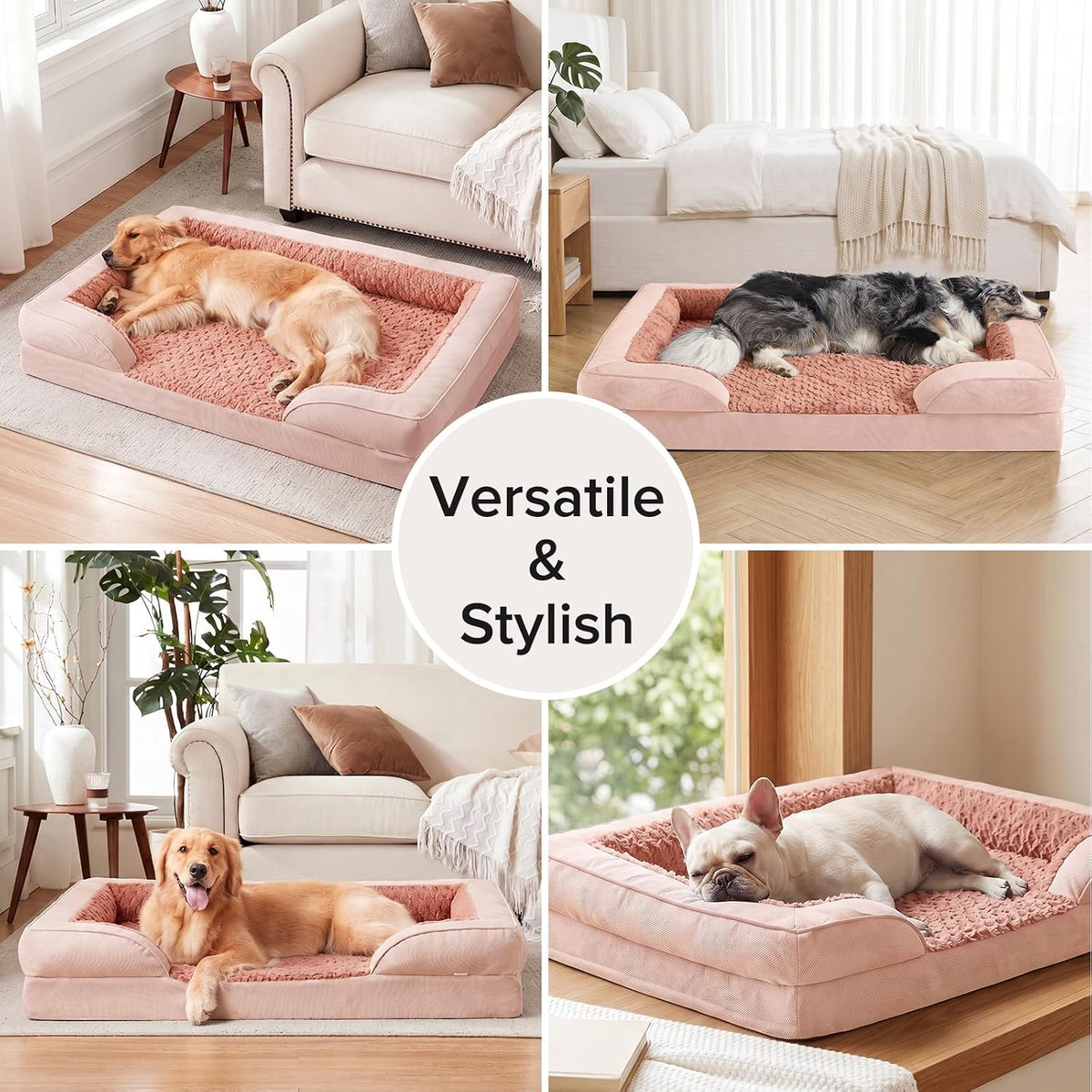Orthopedic Dog Beds Large Sized, XL Washable Dog Sofa with Egg-Crate Foam, Waterproof Lining and Non-Skid Bottom