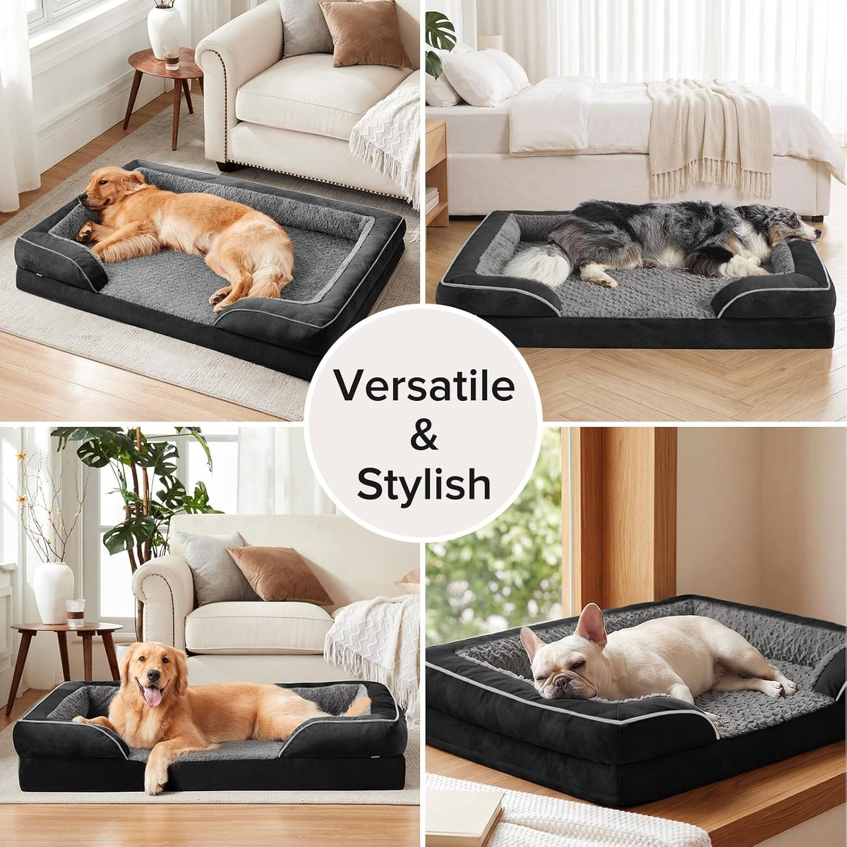 Orthopedic Dog Beds Large Sized, XL Washable Dog Sofa with Egg-Crate Foam, Waterproof Lining and Non-Skid Bottom