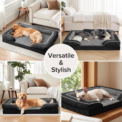 Orthopedic Dog Beds Large Sized, XL Washable Dog Sofa with Egg-Crate Foam, Waterproof Lining and Non-Skid Bottom