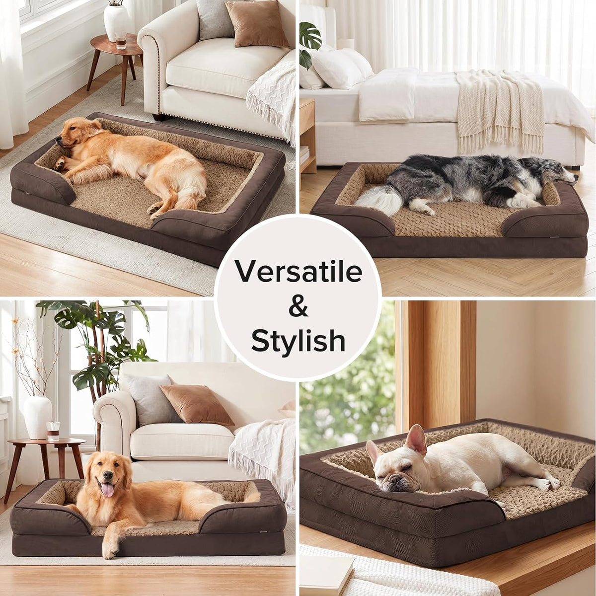 Orthopedic Dog Beds Large Sized, XL Washable Dog Sofa with Egg-Crate Foam, Waterproof Lining and Non-Skid Bottom
