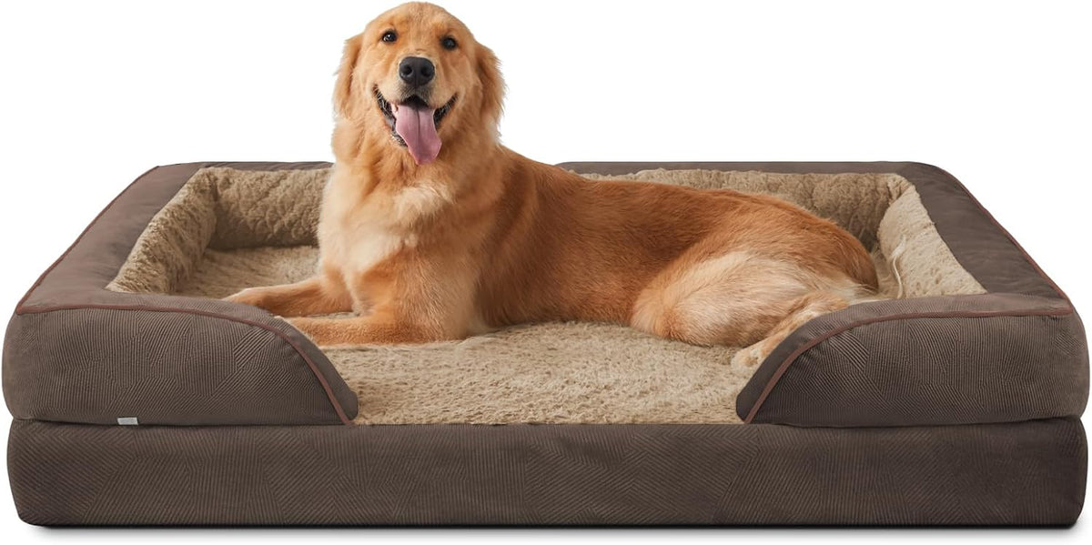 Orthopedic Dog Beds Large Sized, XL Washable Dog Sofa with Egg-Crate Foam, Waterproof Lining and Non-Skid Bottom