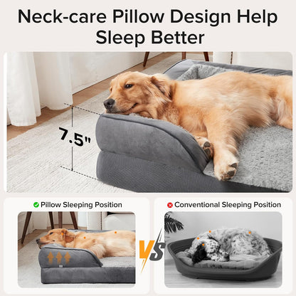 Orthopedic Dog Beds Large Sized, XL Washable Dog Sofa with Egg-Crate Foam, Waterproof Lining and Non-Skid Bottom