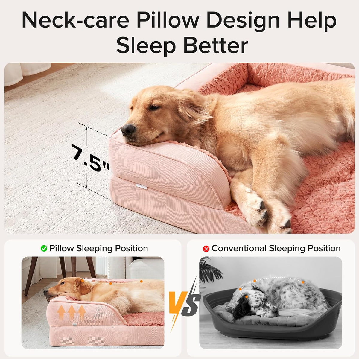 Orthopedic Dog Beds Large Sized, XL Washable Dog Sofa with Egg-Crate Foam, Waterproof Lining and Non-Skid Bottom