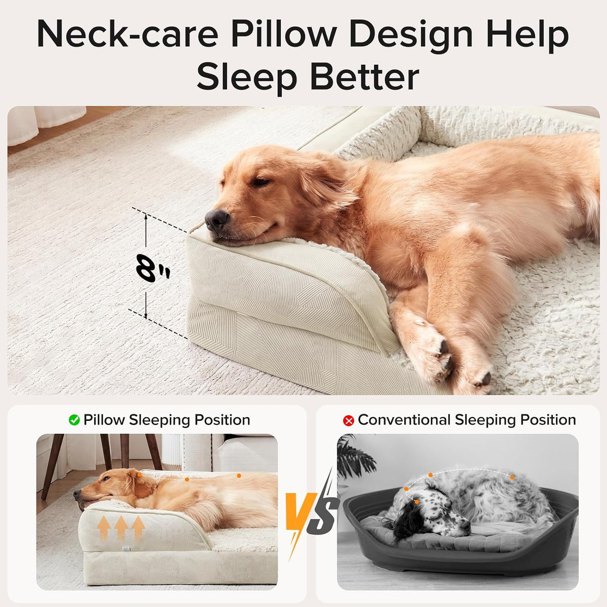 Orthopedic Dog Beds Large Sized, XL Washable Dog Sofa with Egg-Crate Foam, Waterproof Lining and Non-Skid Bottom