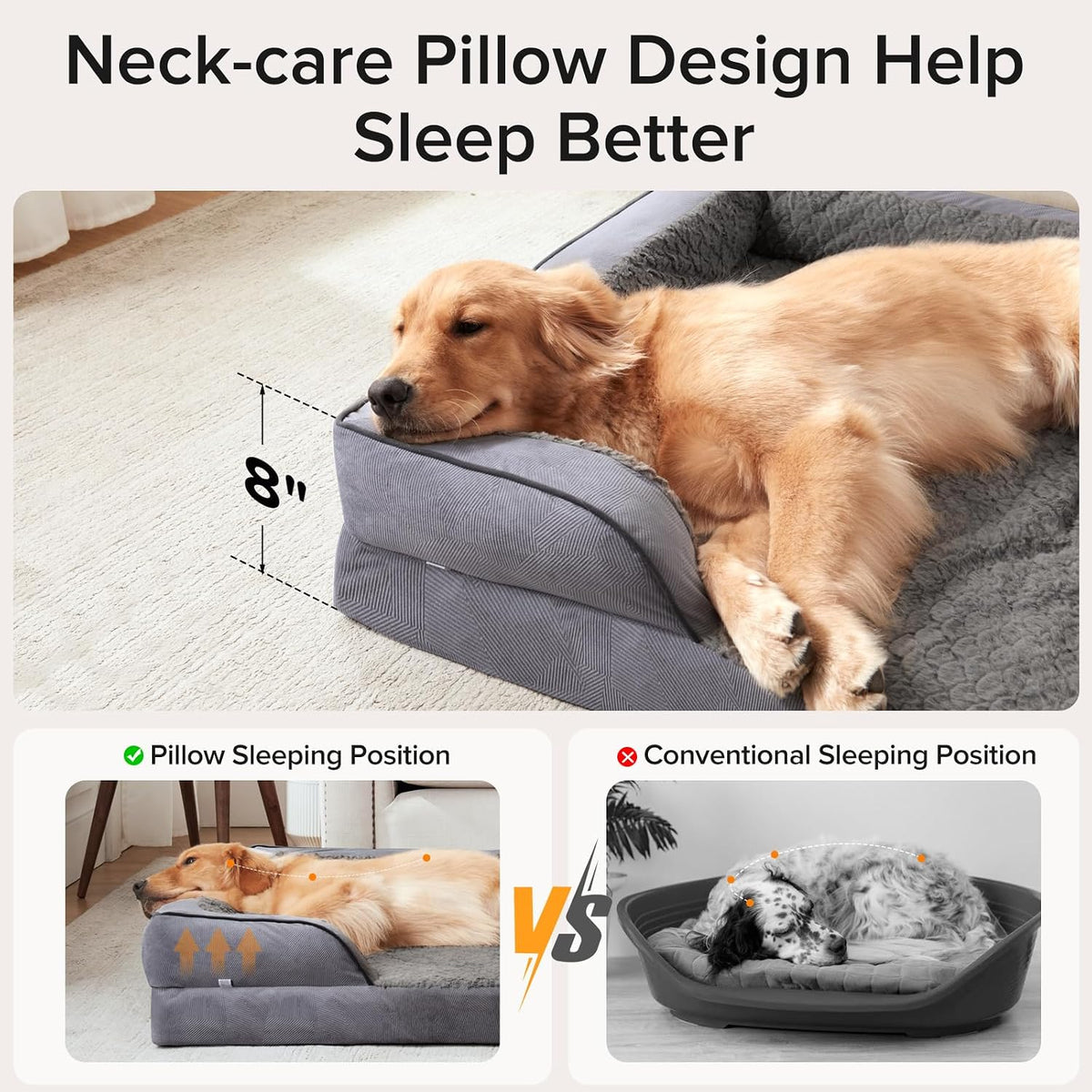 Orthopedic Dog Beds Large Sized, XL Washable Dog Sofa with Egg-Crate Foam, Waterproof Lining and Non-Skid Bottom
