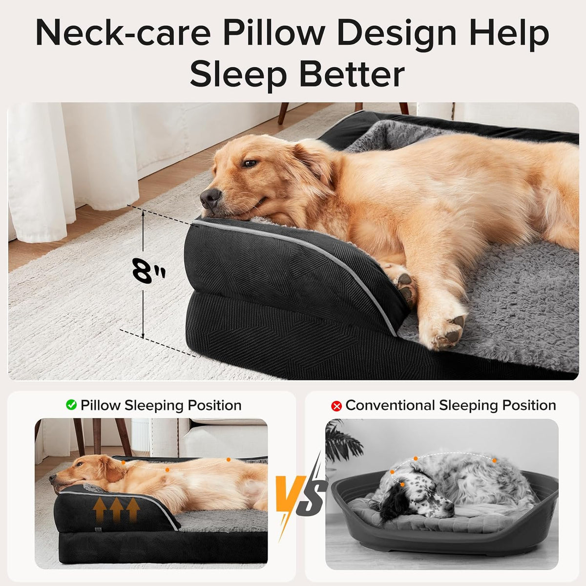 Orthopedic Dog Beds Large Sized, XL Washable Dog Sofa with Egg-Crate Foam, Waterproof Lining and Non-Skid Bottom