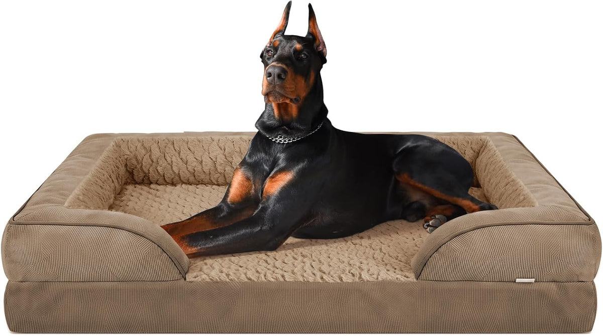 Orthopedic Dog Beds Large Sized, XL Washable Dog Sofa with Egg-Crate Foam, Waterproof Lining and Non-Skid Bottom