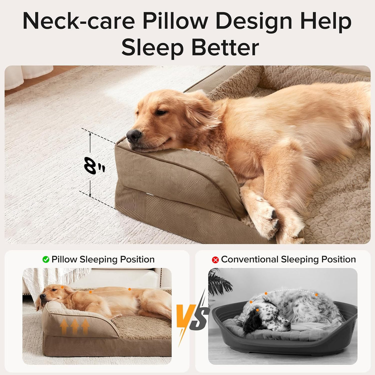 Orthopedic Dog Beds Large Sized, XL Washable Dog Sofa with Egg-Crate Foam, Waterproof Lining and Non-Skid Bottom