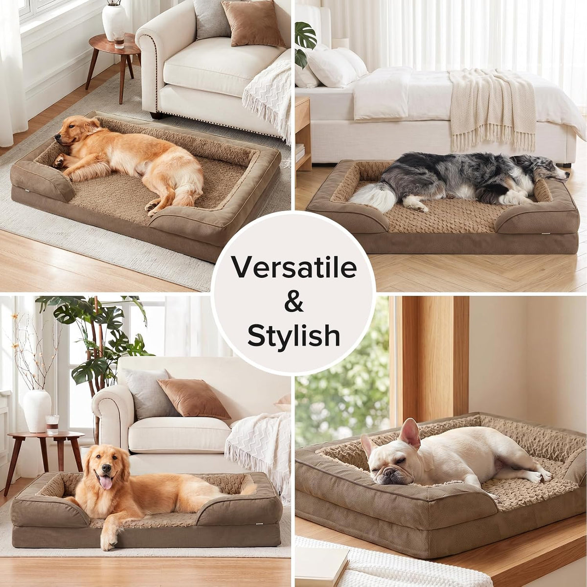 Orthopedic Dog Beds Large Sized, XL Washable Dog Sofa with Egg-Crate Foam, Waterproof Lining and Non-Skid Bottom