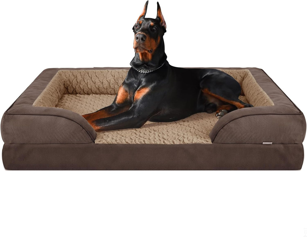 Orthopedic Dog Beds Large Sized, XL Washable Dog Sofa with Egg-Crate Foam, Waterproof Lining and Non-Skid Bottom