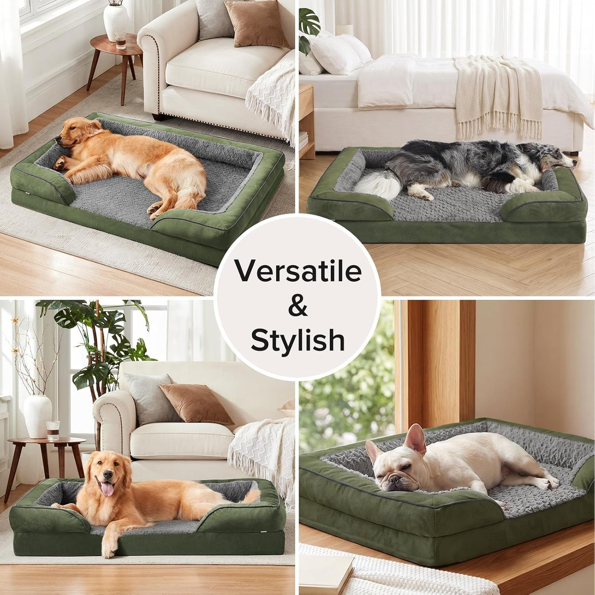 Orthopedic Dog Beds Large Sized, XL Washable Dog Sofa with Egg-Crate Foam, Waterproof Lining and Non-Skid Bottom