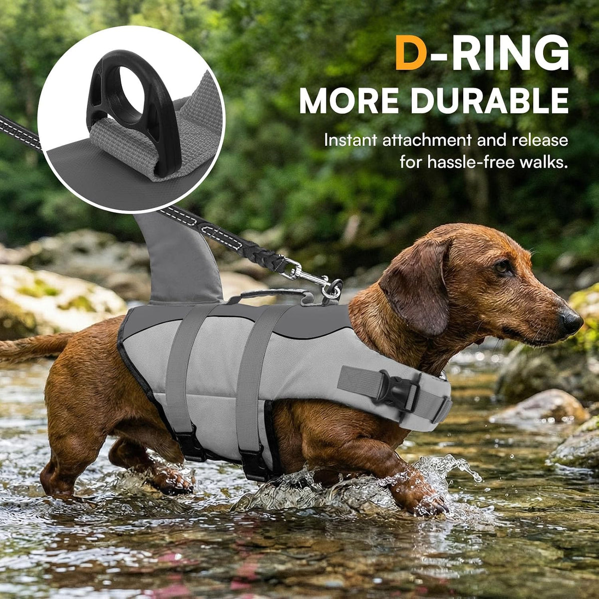 Dog Life Jacket, Cute Shark Dog Life Vest for Swimming & Boating
