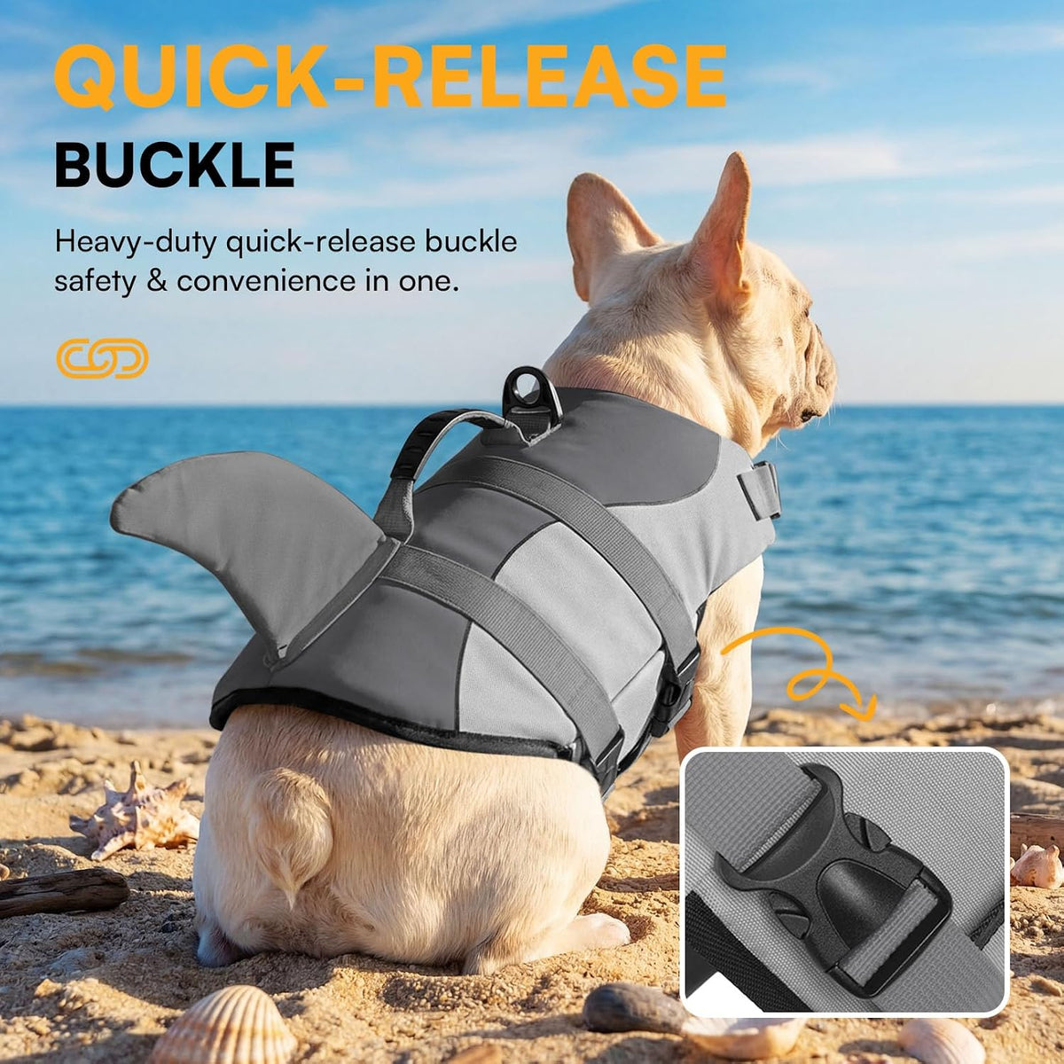Dog Life Jacket, Cute Shark Dog Life Vest for Swimming & Boating