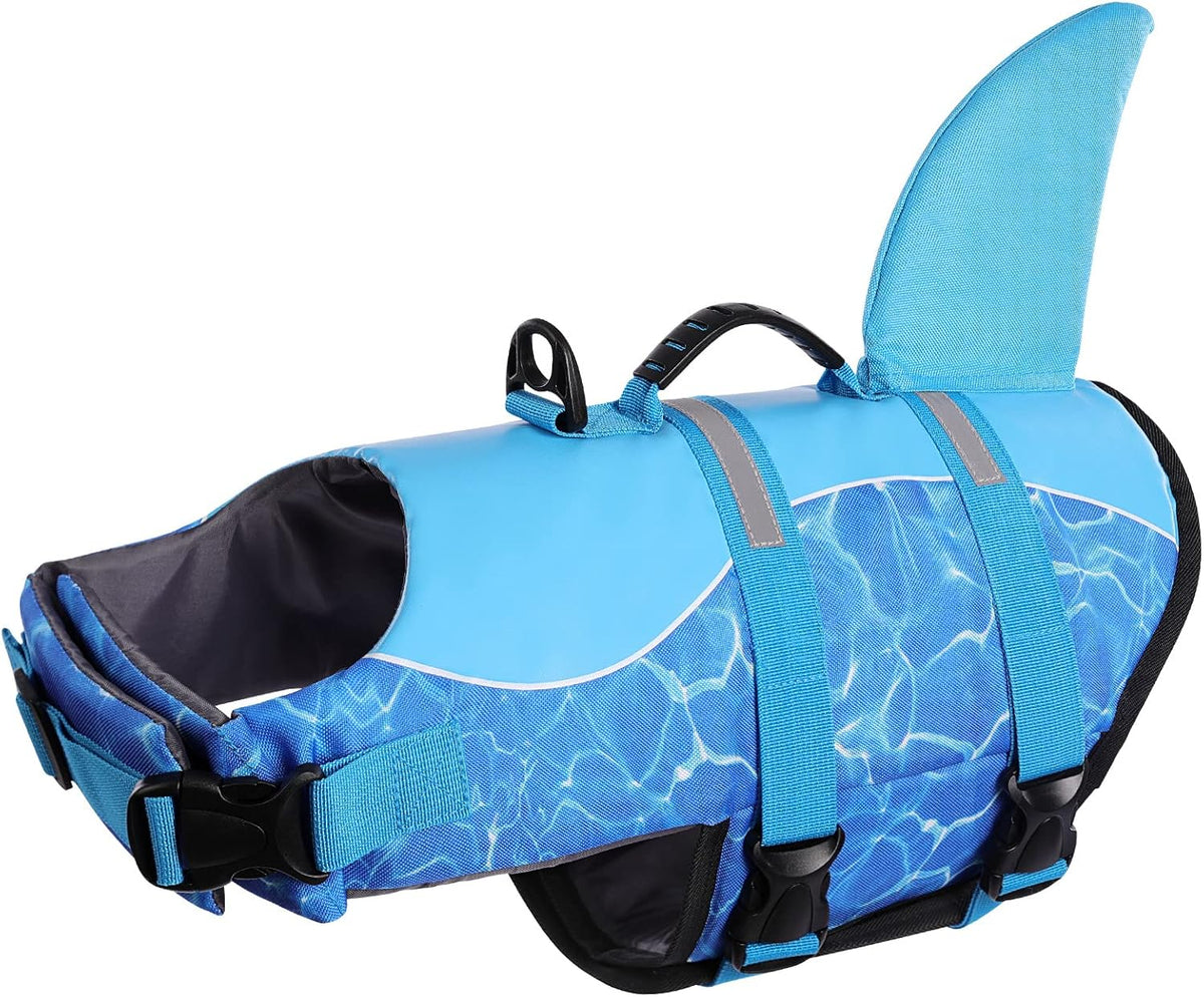Dog Life Jacket, Cute Shark Dog Life Vest for Swimming & Boating