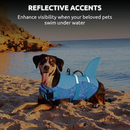 Dog Life Jacket, Cute Shark Dog Life Vest for Swimming & Boating
