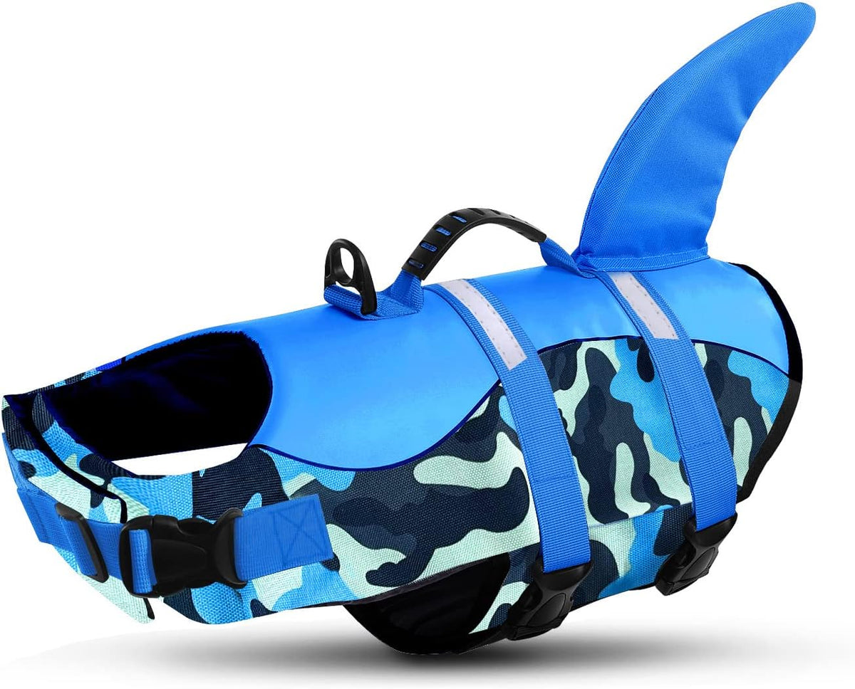 Dog Life Jacket, Cute Shark Dog Life Vest for Swimming & Boating