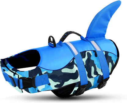 Dog Life Jacket, Cute Shark Dog Life Vest for Swimming & Boating