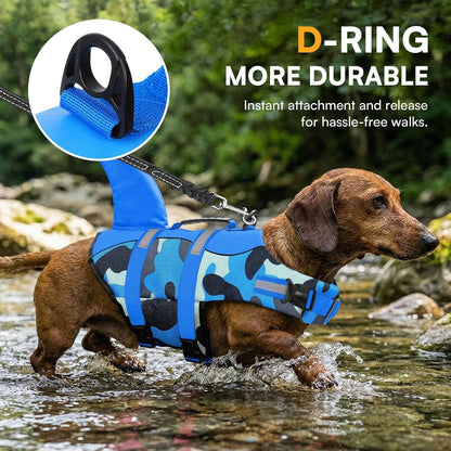 Dog Life Jacket, Cute Shark Dog Life Vest for Swimming & Boating