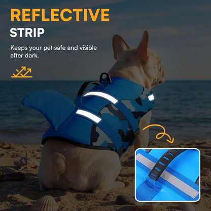 Dog Life Jacket, Cute Shark Dog Life Vest for Swimming & Boating