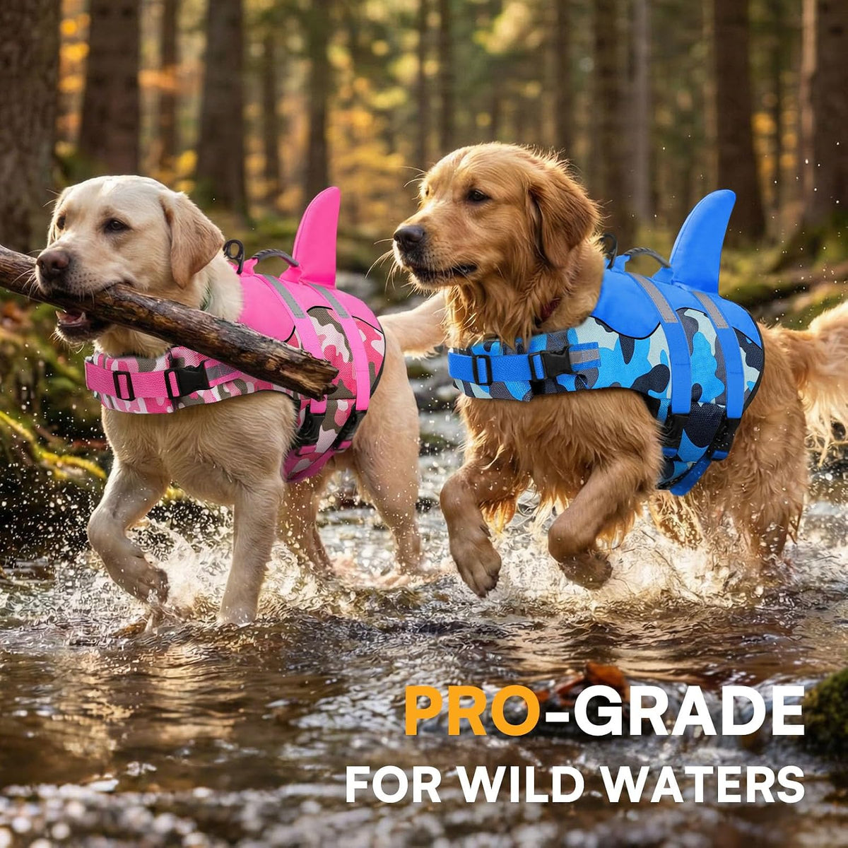 Dog Life Jacket, Cute Shark Dog Life Vest for Swimming & Boating
