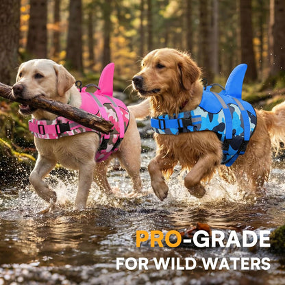Dog Life Jacket, Cute Shark Dog Life Vest for Swimming & Boating