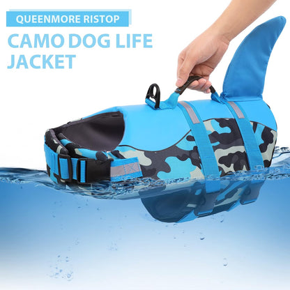 Dog Life Jacket, Cute Shark Dog Life Vest for Swimming & Boating
