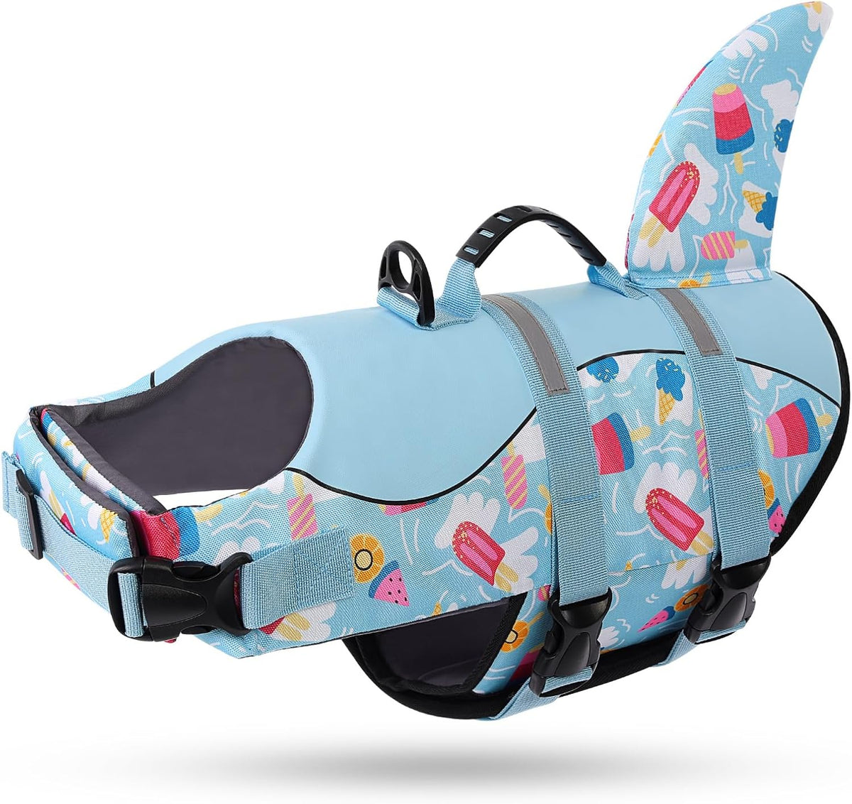 Dog Life Jacket, Cute Shark Dog Life Vest for Swimming & Boating